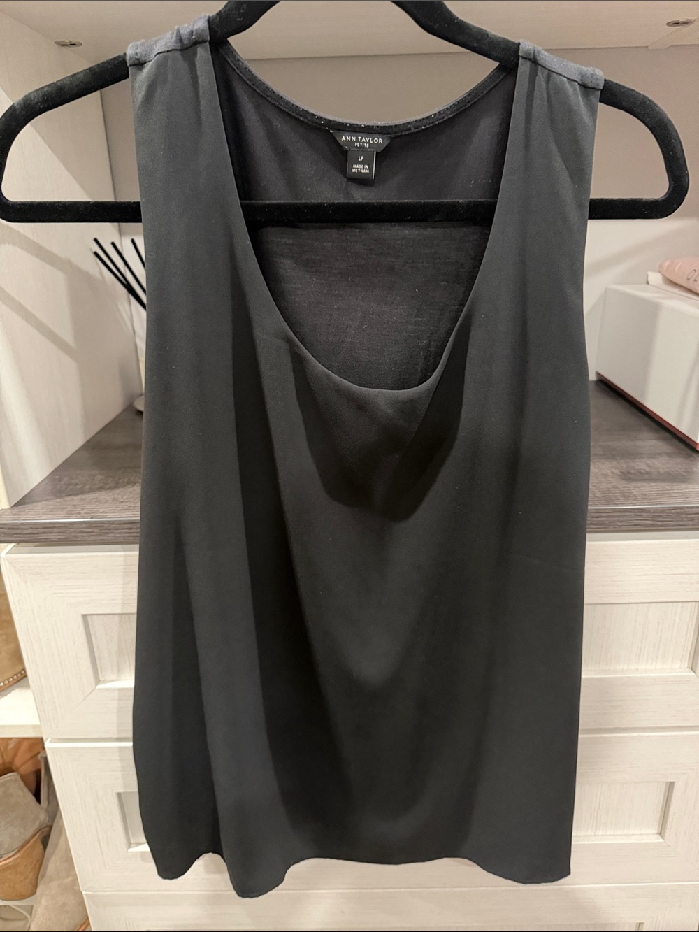 Ann Taylor Black Draped Front Sleeveless Camisole